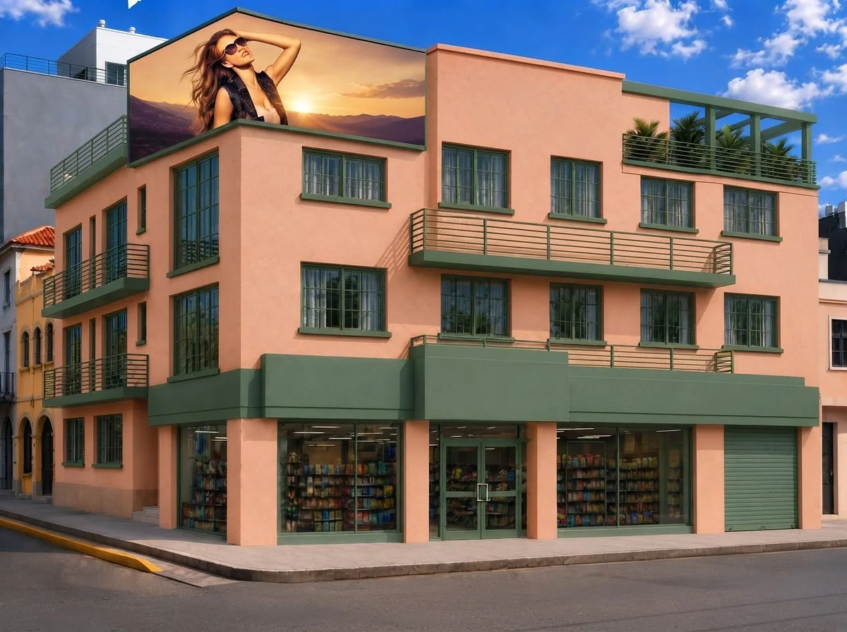 Fachada restaurada de Torre Tíber con balcones verdes